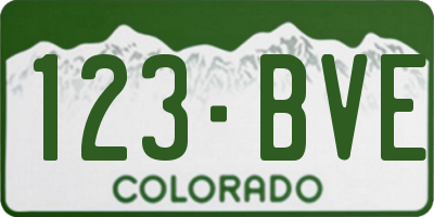CO license plate 123BVE