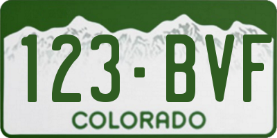 CO license plate 123BVF