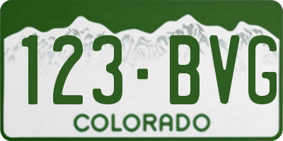 CO license plate 123BVG