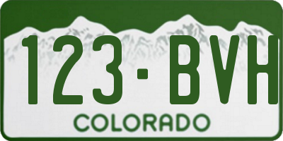 CO license plate 123BVH