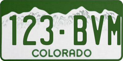CO license plate 123BVM