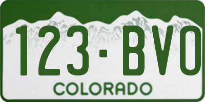 CO license plate 123BVO