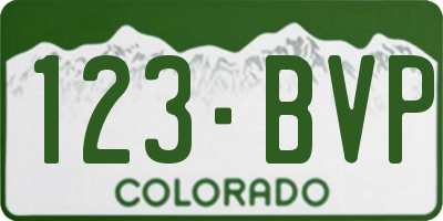 CO license plate 123BVP