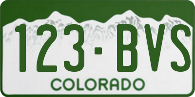 CO license plate 123BVS