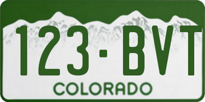 CO license plate 123BVT