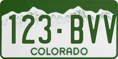 CO license plate 123BVV
