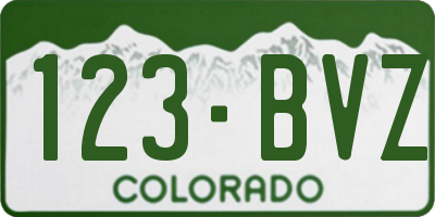 CO license plate 123BVZ