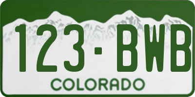 CO license plate 123BWB