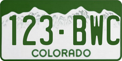 CO license plate 123BWC