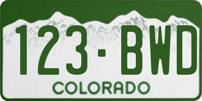 CO license plate 123BWD