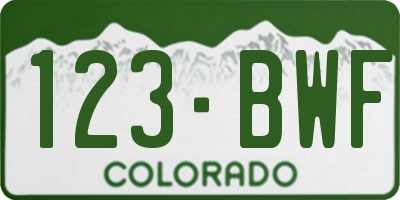 CO license plate 123BWF