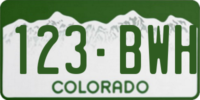 CO license plate 123BWH