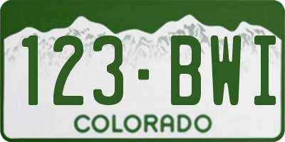 CO license plate 123BWI