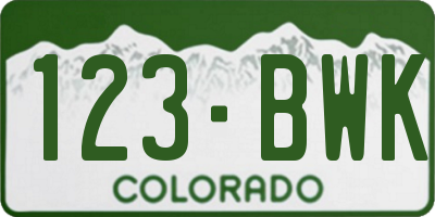 CO license plate 123BWK