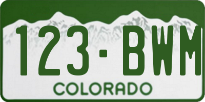 CO license plate 123BWM