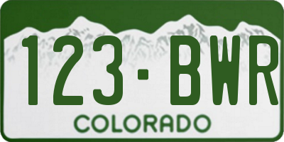 CO license plate 123BWR