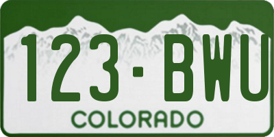 CO license plate 123BWU