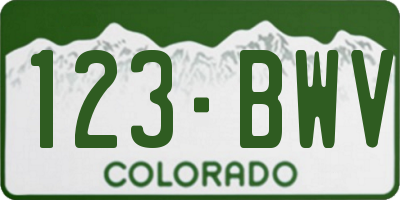 CO license plate 123BWV