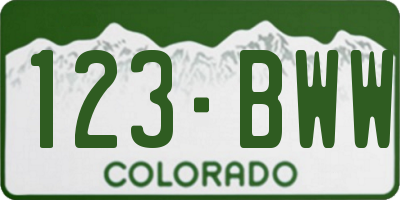 CO license plate 123BWW