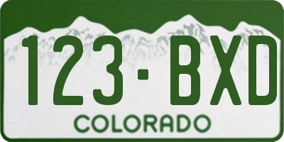 CO license plate 123BXD