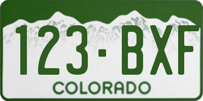 CO license plate 123BXF