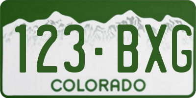 CO license plate 123BXG