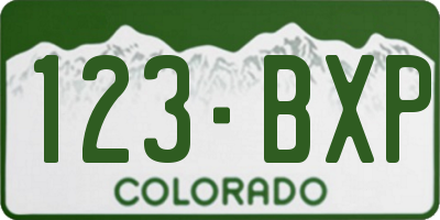 CO license plate 123BXP