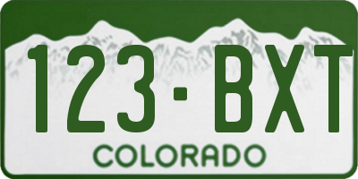 CO license plate 123BXT