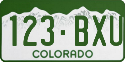 CO license plate 123BXU