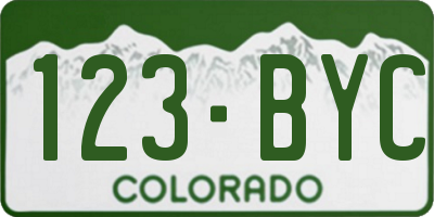 CO license plate 123BYC