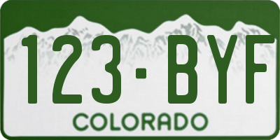 CO license plate 123BYF