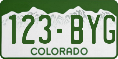 CO license plate 123BYG