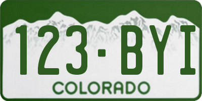 CO license plate 123BYI