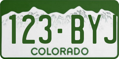 CO license plate 123BYJ