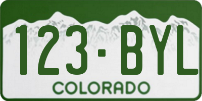 CO license plate 123BYL