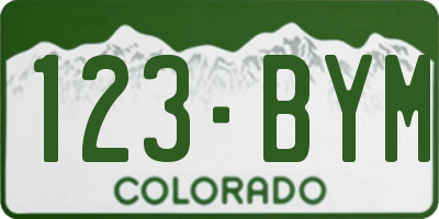 CO license plate 123BYM