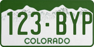 CO license plate 123BYP