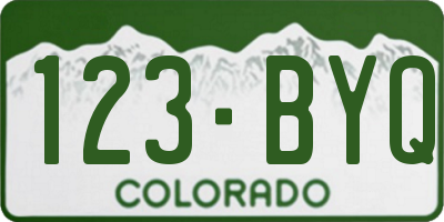 CO license plate 123BYQ