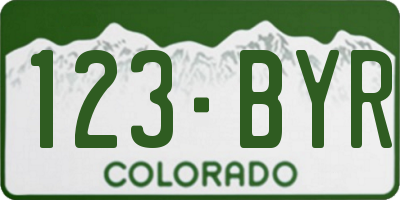 CO license plate 123BYR