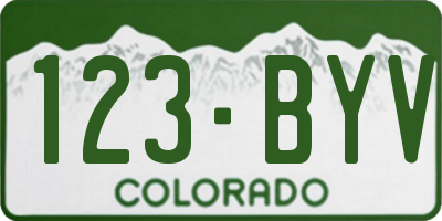 CO license plate 123BYV