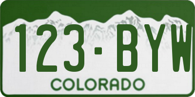 CO license plate 123BYW