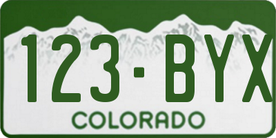 CO license plate 123BYX