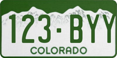 CO license plate 123BYY