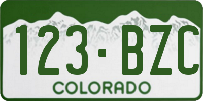 CO license plate 123BZC