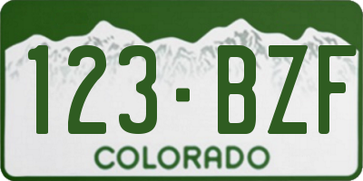 CO license plate 123BZF
