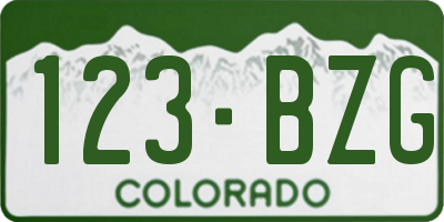 CO license plate 123BZG
