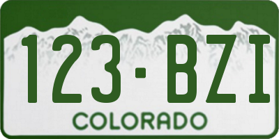 CO license plate 123BZI