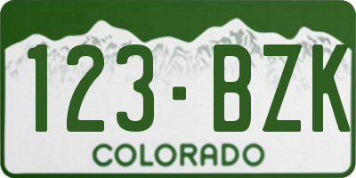 CO license plate 123BZK