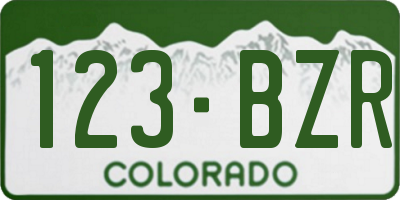 CO license plate 123BZR