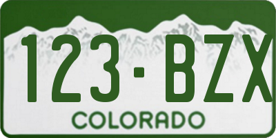 CO license plate 123BZX